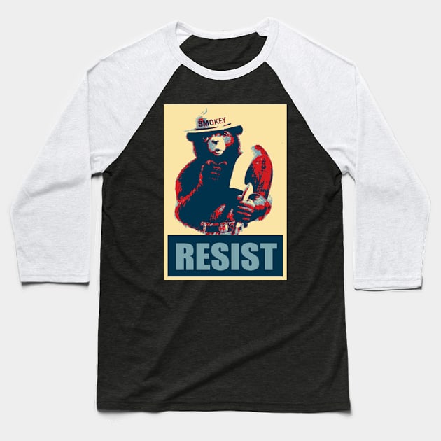 Smokey Says "Resist" Baseball T-Shirt by archosiris